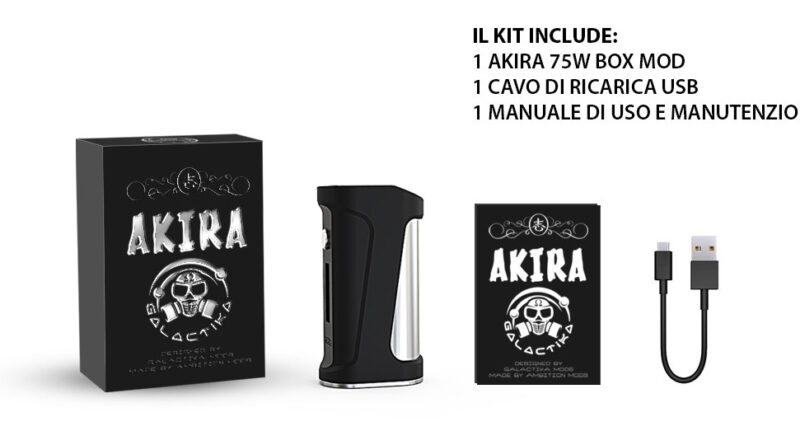 akira Akira Galactika Mod  Battery Box 18650 AKIRA contenuto confezione 800x445